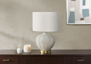 Wolfe Cream Resin Table Lamp | Ortholuxe Home
