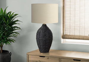 Topaz Black Rattan Table Lamp | Ortholuxe Home