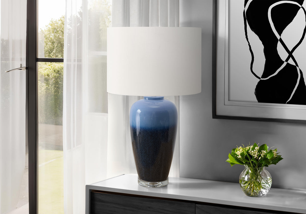 Crystal Blue Ceramic Table Lamp | Ortholuxe Home